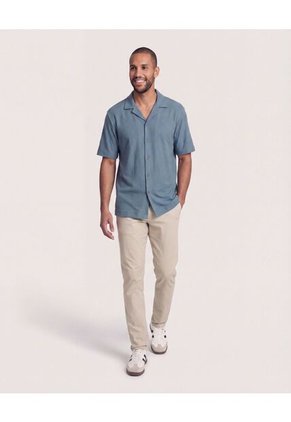 Camisa Resort Tricot  Para Hombre Verde Ostu