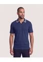 Polo Texturizado Cuello Contraste  Para Hombre Azul Ostu de Ostu