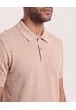 Polo Texturizada Manga Corta  Para Hombre Café Ostu de Ostu