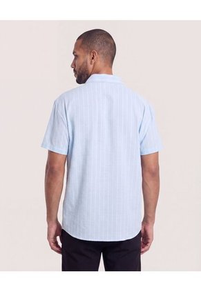 Camisa Resort De Manga Corta  Para Hombre Azul Ostu