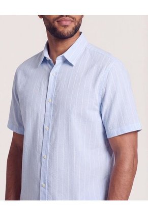 Camisa Resort De Manga Corta  Para Hombre Azul Ostu