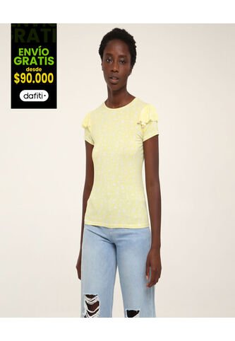 Camiseta Para Mujer Manga Corta Color Amarillo  Marca Ostu #40091589 Ostu