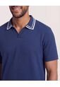 Polo Texturizado Cuello Contraste  Para Hombre Azul Ostu de Ostu
