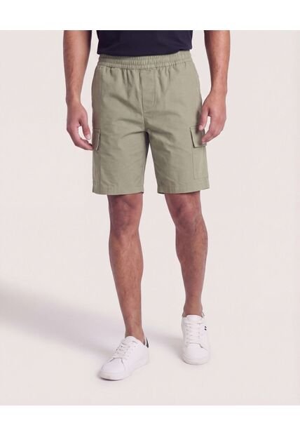 Bermuda Cargo Con Bolsillos Laterales  Para Hombre Verde Ostu