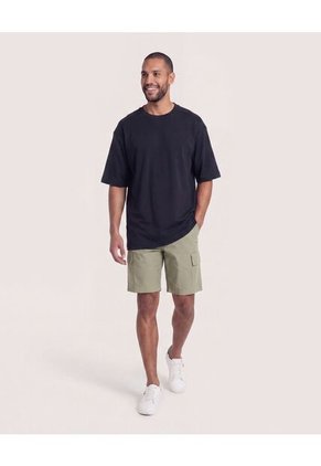 Bermuda Cargo Con Bolsillos Laterales  Para Hombre Verde Ostu