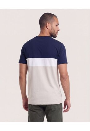 Camiseta Henley Bloques Color  Para Hombre Azul Ostu