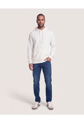 Hoodie Unicolor  Para Hombre Crema Ostu