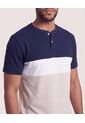 Camiseta Henley Bloques Color  Para Hombre Azul Ostu de Ostu