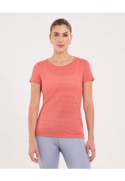 Camiseta Para Mujer Manga Corta Cuello Redondo Color Coral Marca Ostu #40092541