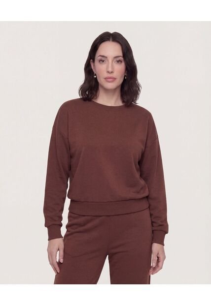 Buzo Cerrado Unicolor  Para Mujer Café Ostu