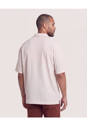 Camisa Manga Corta Resort  Para Hombre Café Ostu