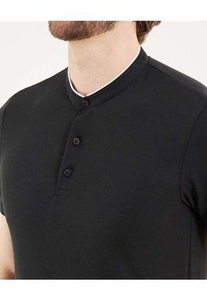 Polo Para Hombre Cuello Mao Sin Bolsillo Color Negro Marca Ostu #60110774