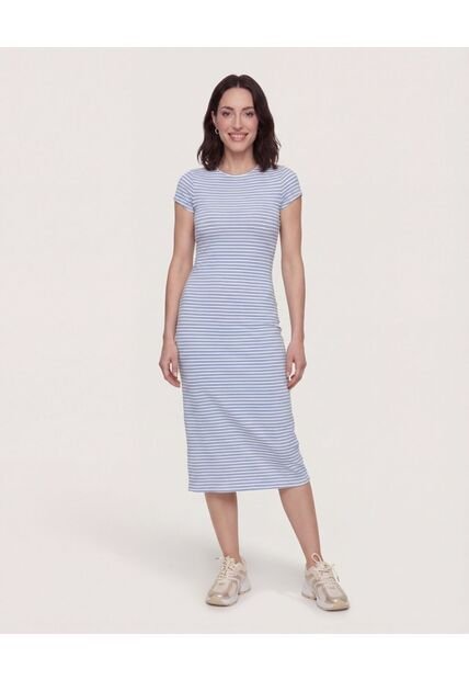 Vestido Largo Estampado  Para Mujer Azul Ostu