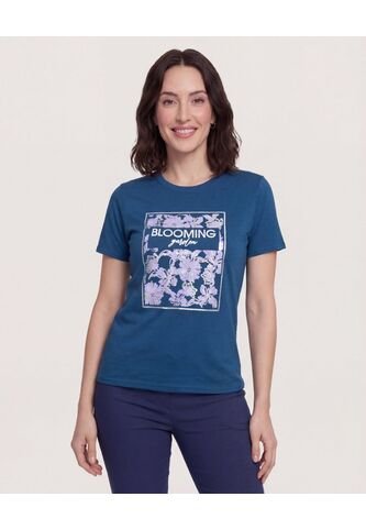 Camiseta Basica Screen Brillo  Para Mujer Azul Ostu Ostu