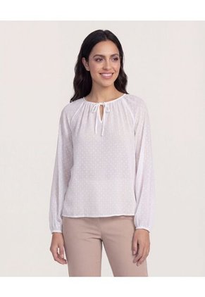 Blusa  Para Mujer Manga Larga Color Crudo Marca Ostu #40121244