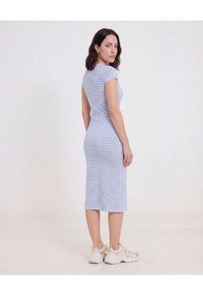 Vestido Largo Estampado  Para Mujer Azul Ostu