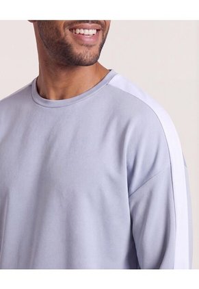 Buzo Cuello Redondo Con Contrastes  Para Hombre Gris Ostu