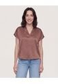 Blusa Con Escote En V  Para Mujer Café Ostu de Ostu