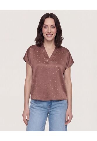 Blusa Con Escote En V  Para Mujer Café Ostu Ostu