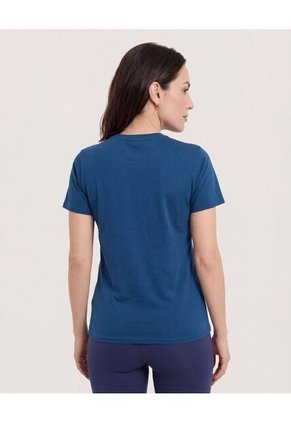 Camiseta Basica Screen Brillo  Para Mujer Azul Ostu
