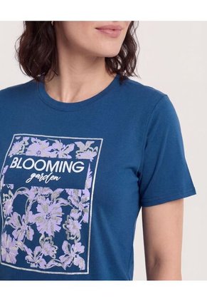 Camiseta Basica Screen Brillo  Para Mujer Azul Ostu