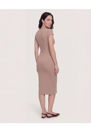 Vestido Largo Unicolor  Para Mujer Café Ostu