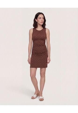 Vestido Corto Estampado  Para Mujer Café Ostu Ostu