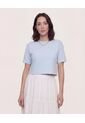Camiseta Crop Manga Corta  Para Mujer Azul Ostu de Ostu