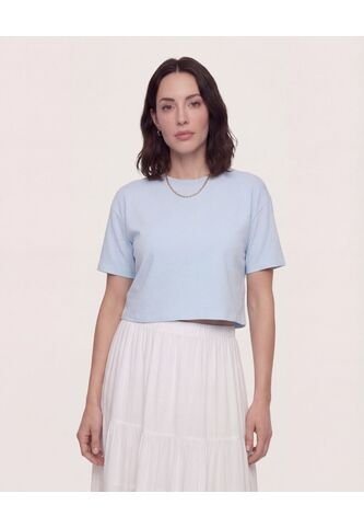 Camiseta Crop Manga Corta  Para Mujer Azul Ostu Ostu