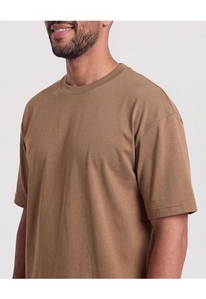 Camiseta Relaxed Estampado Posterior  Para Hombre Café Ostu