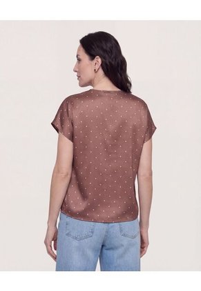 Blusa Con Escote En V  Para Mujer Café Ostu