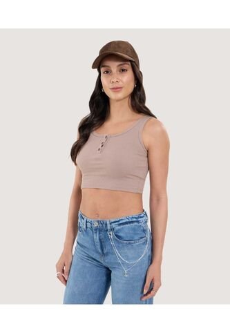 Camiseta Para Mujer Manga Sisa Cuello Redondo Color Café Marca Ostu #40092502 Ostu