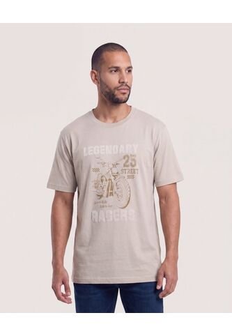 Camiseta Regular Estampado Moto  Para Hombre Café Ostu Ostu