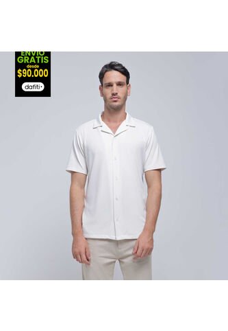 Camisa Para Hombre Manga Corta Sin Bolsillo Color Crema Marca Ostu #60010737 Ostu