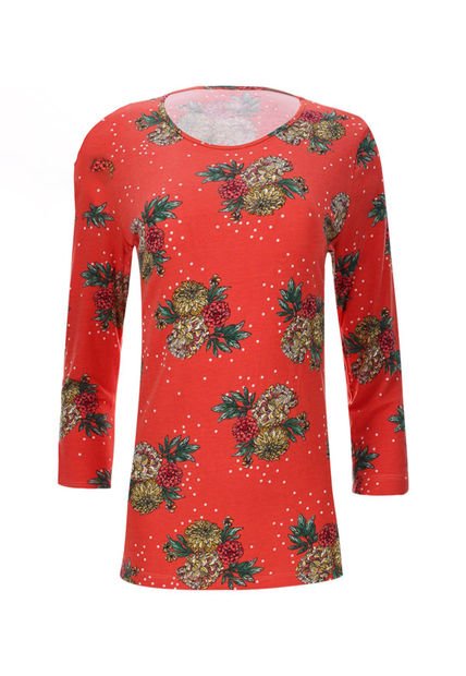 Camiseta Para Mujer Manga 3/4 Color Rojo Marca Ostu #40090837