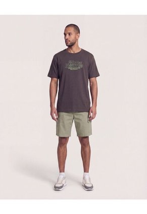 Camiseta Regular Estampado Hidden  Para Hombre Café Ostu