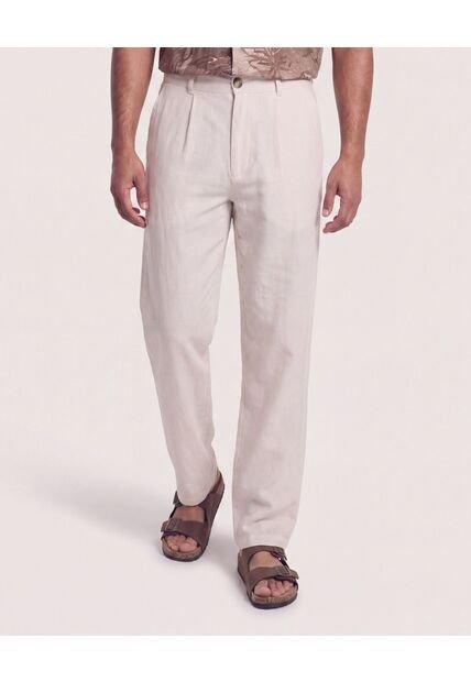 Pantalón De Moda Con Pinzas  Para Hombre Marfil Ostu