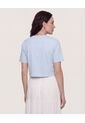 Camiseta Crop Manga Corta  Para Mujer Azul Ostu de Ostu