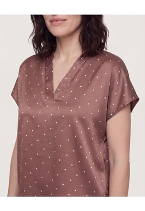 Blusa Con Escote En V  Para Mujer Café Ostu