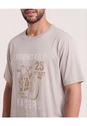 Camiseta Regular Estampado Moto  Para Hombre Café Ostu