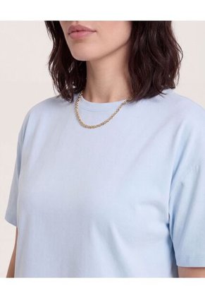 Camiseta Crop Manga Corta  Para Mujer Azul Ostu