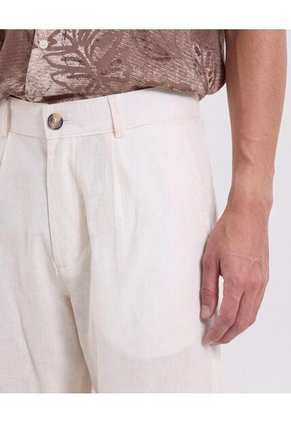 Pantalón De Moda Con Pinzas  Para Hombre Marfil Ostu