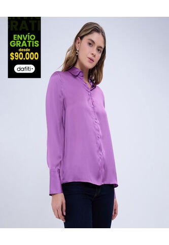 Camisa Para Mujer Manga Larga Color Morado Marca Ostu #40010223 Ostu