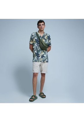 Camisa Para Hombre Manga Corta Sin Bolsillo Color Verde  Marca Ostu #60010653