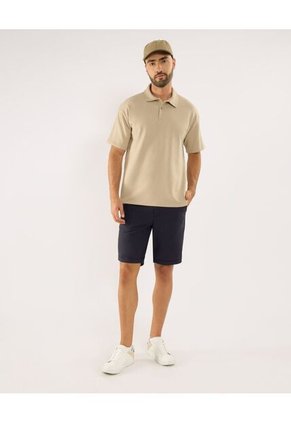 Polo Para Hombre Cuello Maquina Sin Bolsillo Color Beige Marca Ostu #60110817
