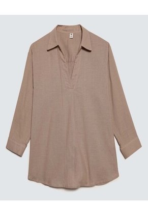 Camisa Para Mujer Manga 3/4 Color Beige Marca Ostu #40010254