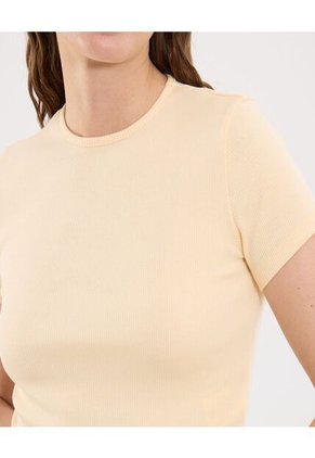 Camiseta Para Mujer Crop Top Manga Corta Color Amarillo Marca Ostu #40092505