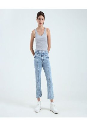Jean Para Mujer Straight Color Azul Marca Ostu #40160374