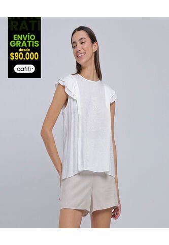 Blusa Para Mujer Manga Sisa Color Crudo Marca Ostu #40121019 Ostu