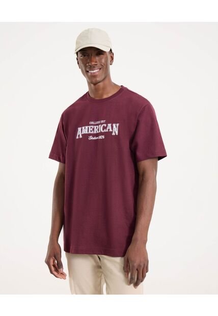 Camiseta Para Hombre Manga Corta Cuello Redondo Color Vino Marca Ostu #60091699